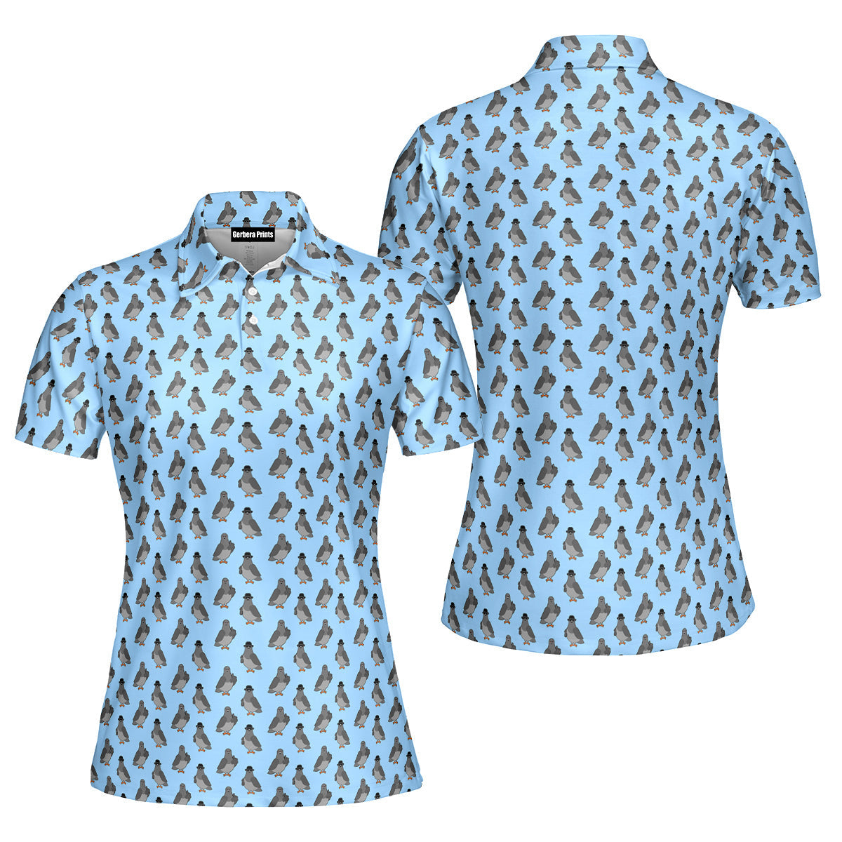 Funny Pigeon-Polo Shirt For Women-Gerbera Prints