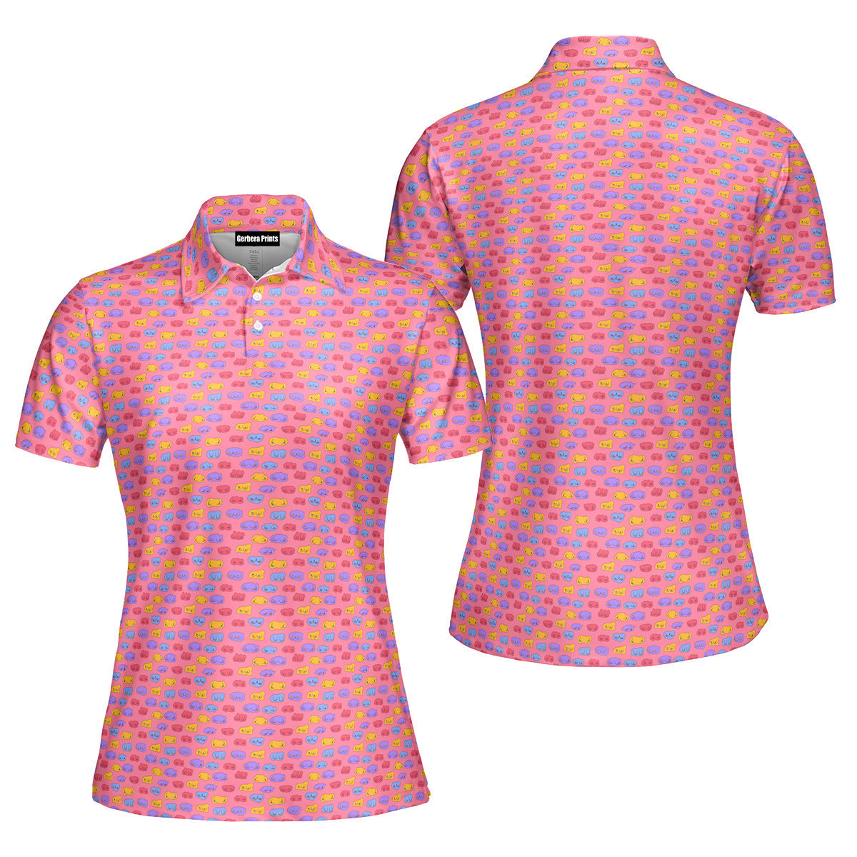 Snuggle Pups-Polo Shirt For Women-Gerbera Prints