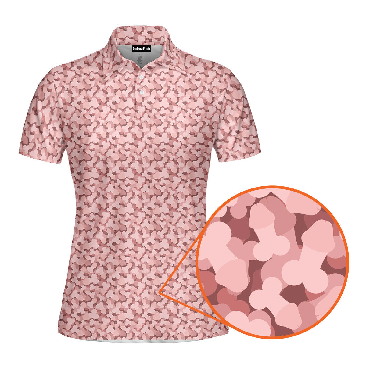 Frank and Beans Pink-Polo Shirt For Women-Gerbera Prints