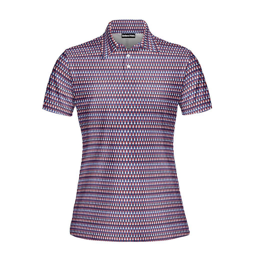 Frank and Beans Funny American-Polo Shirt For Women-Gerbera Prints