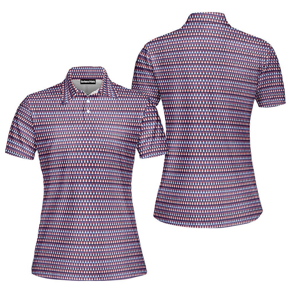 Frank and Beans Funny American-Polo Shirt For Women-Gerbera Prints