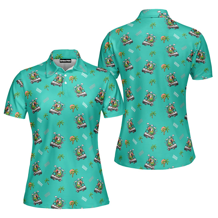 Parrot Drives Golf Cart Polo Shirt For Women 