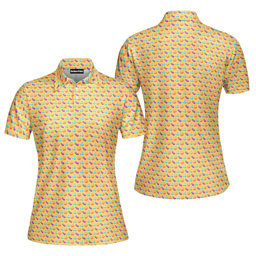 A Taste of Eggplant & Peach Funny Polo Shirt For Women 