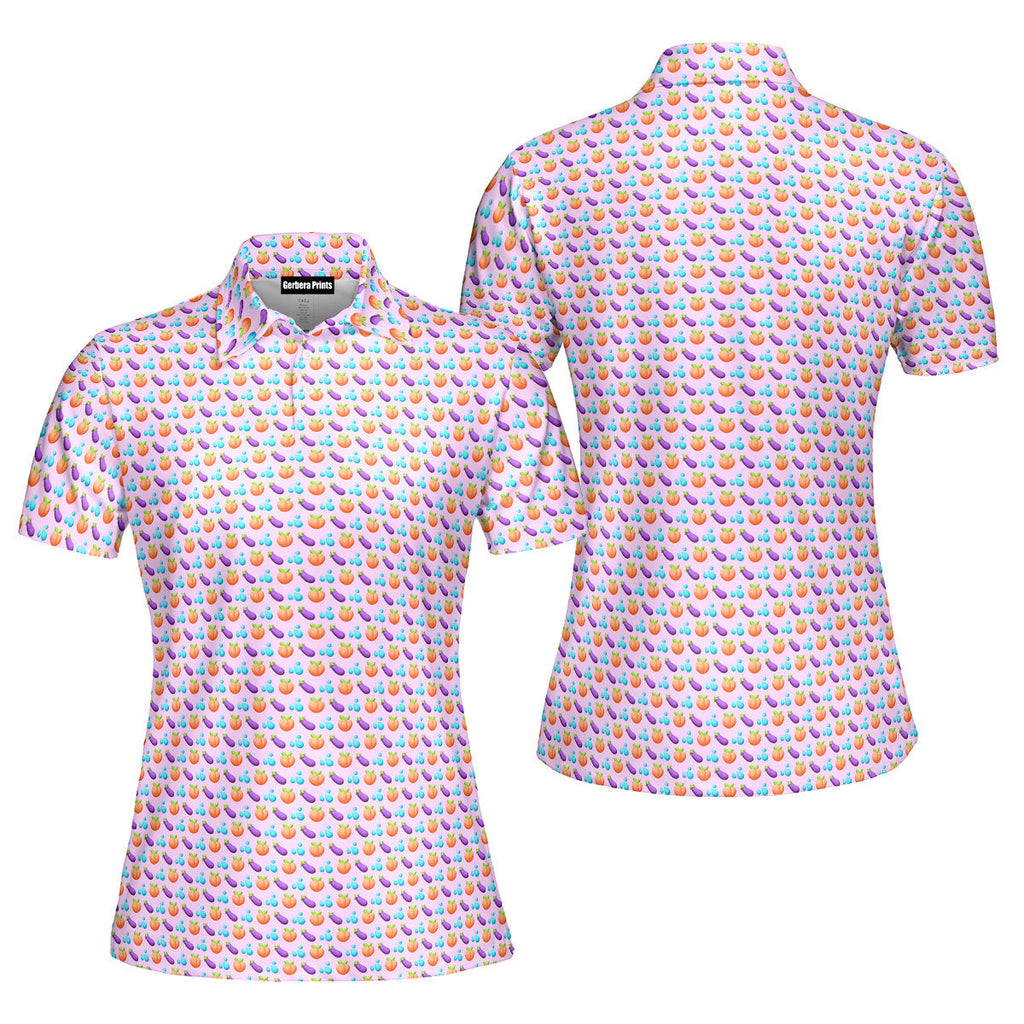 A Taste of Eggplant & Peach Funny Polo Shirt For Women 