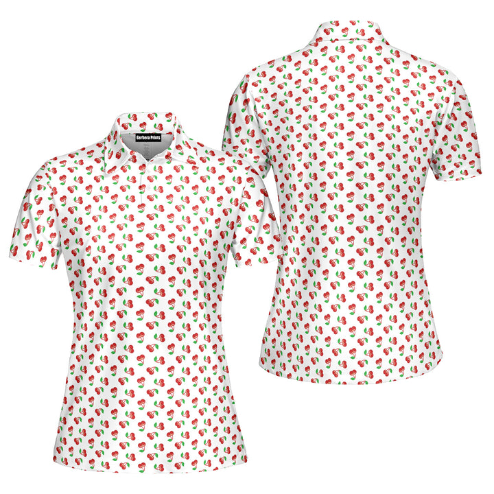 Fruits Cherry Breast Polo Shirt For Women