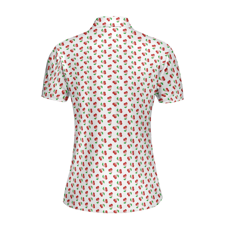 Fruits Cherry Breast Polo Shirt For Women