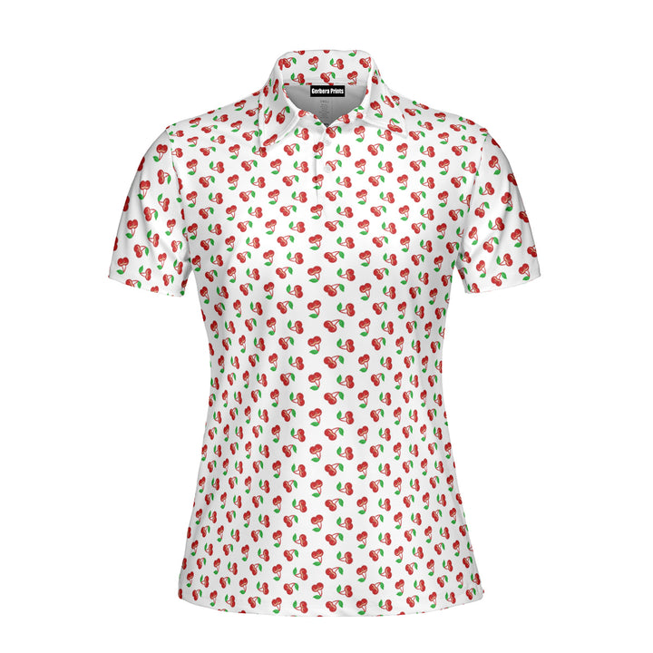 Fruits Cherry Breast Polo Shirt For Women