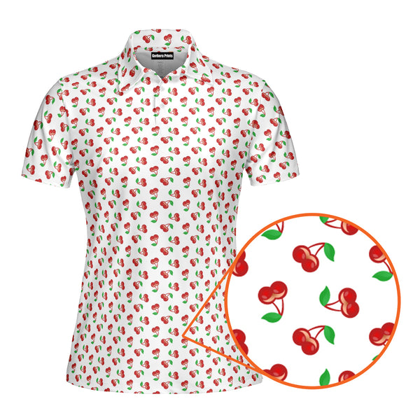 Fruits Cherry Breast Polo Shirt For Women