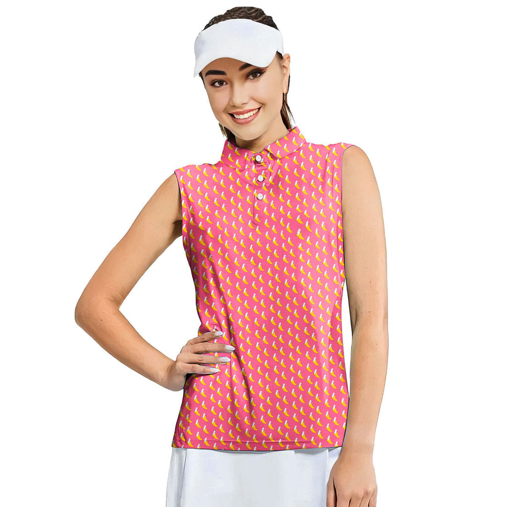 Banana Peel-Women Sleeveless Polo Shirt-Gerbera Prints