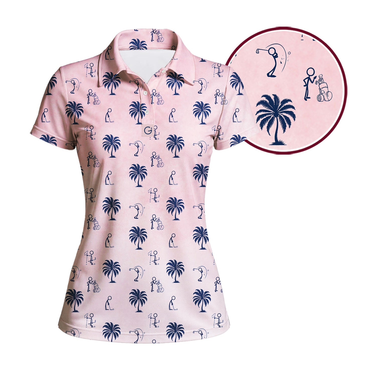 Funny Golf Stick Figures Pink Palm Tree