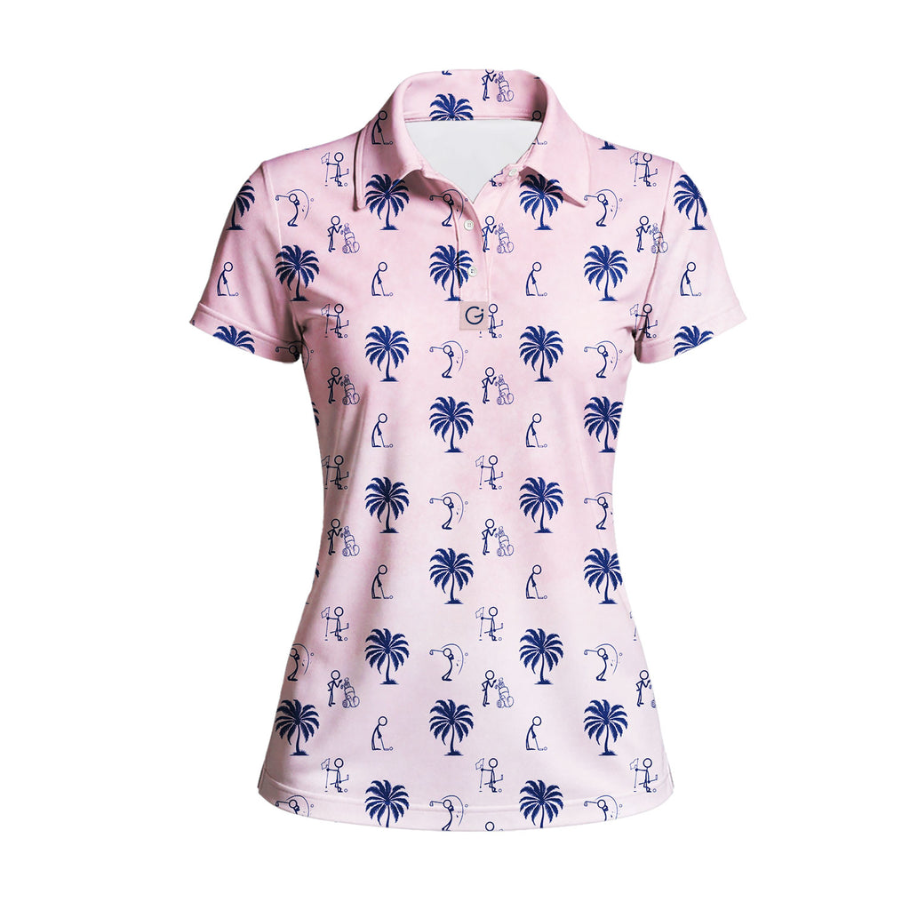 Funny Golf Stick Figures Pink Palm Tree