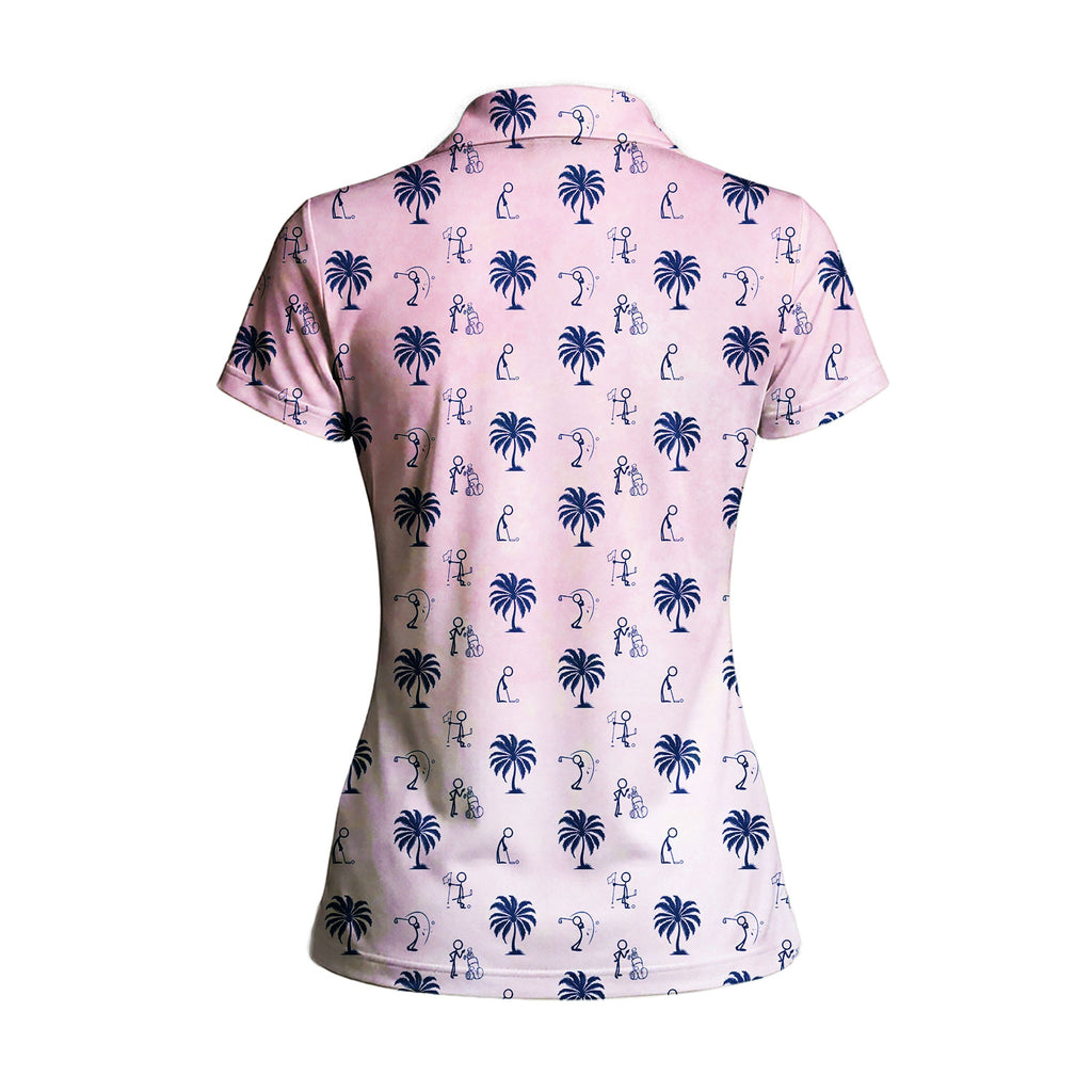Funny Golf Stick Figures Pink Palm Tree