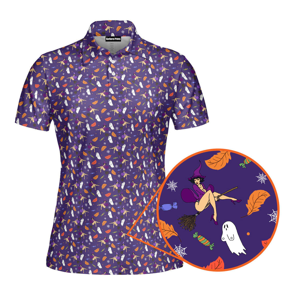 Seductive Witch-Polo Shirt For Women-Gerbera Prints