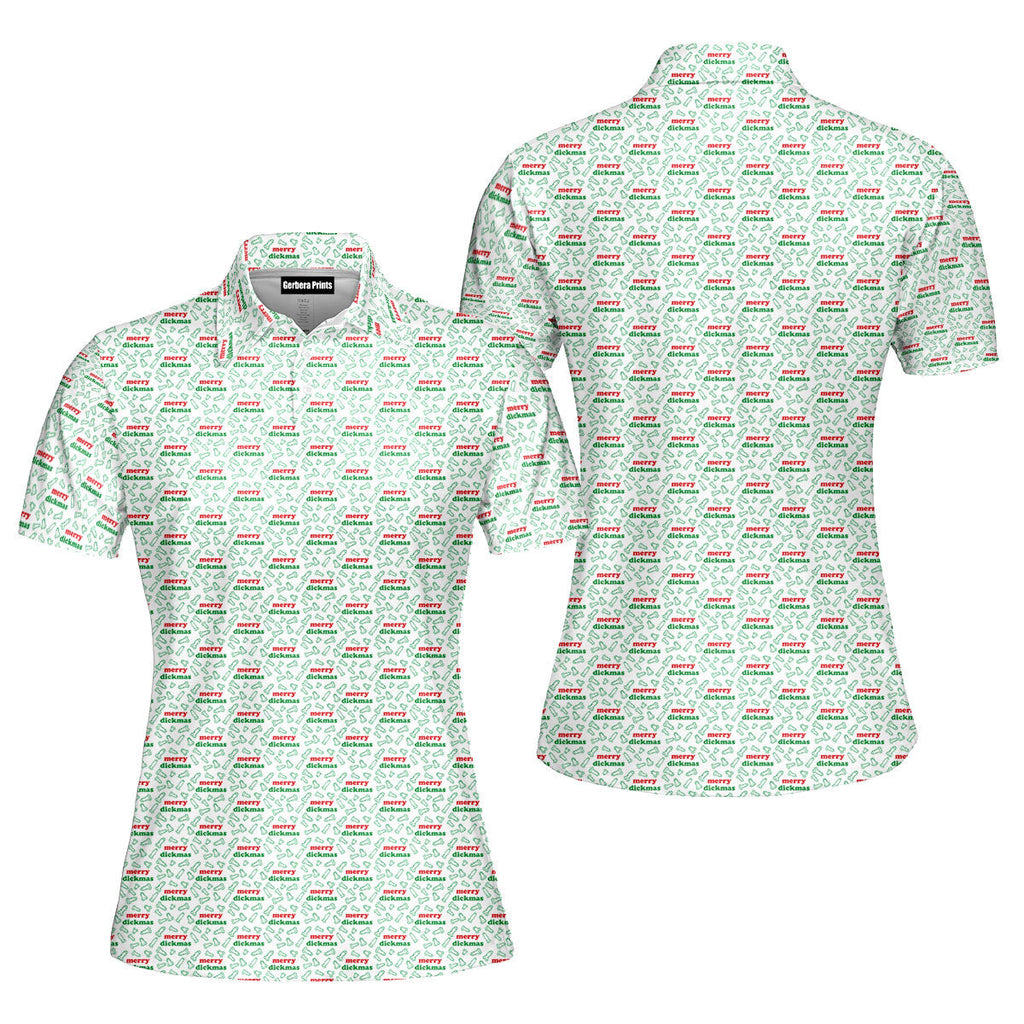 Merry Dickmas-Polo Shirt For Women-Gerbera Prints
