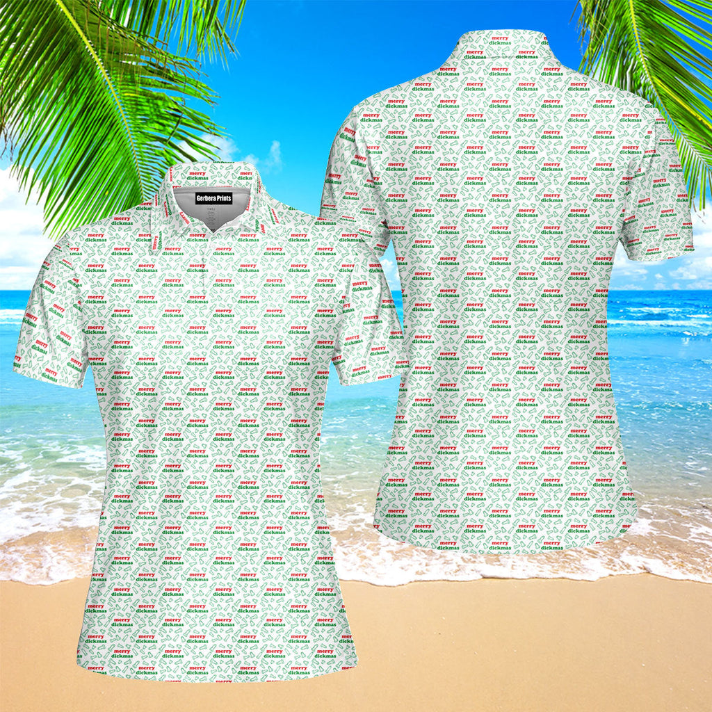 Merry Dickmas-Polo Shirt For Women-Gerbera Prints