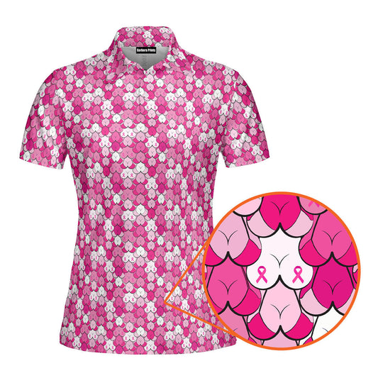 Pink Ribbon Funny Polo Shirt For Women
