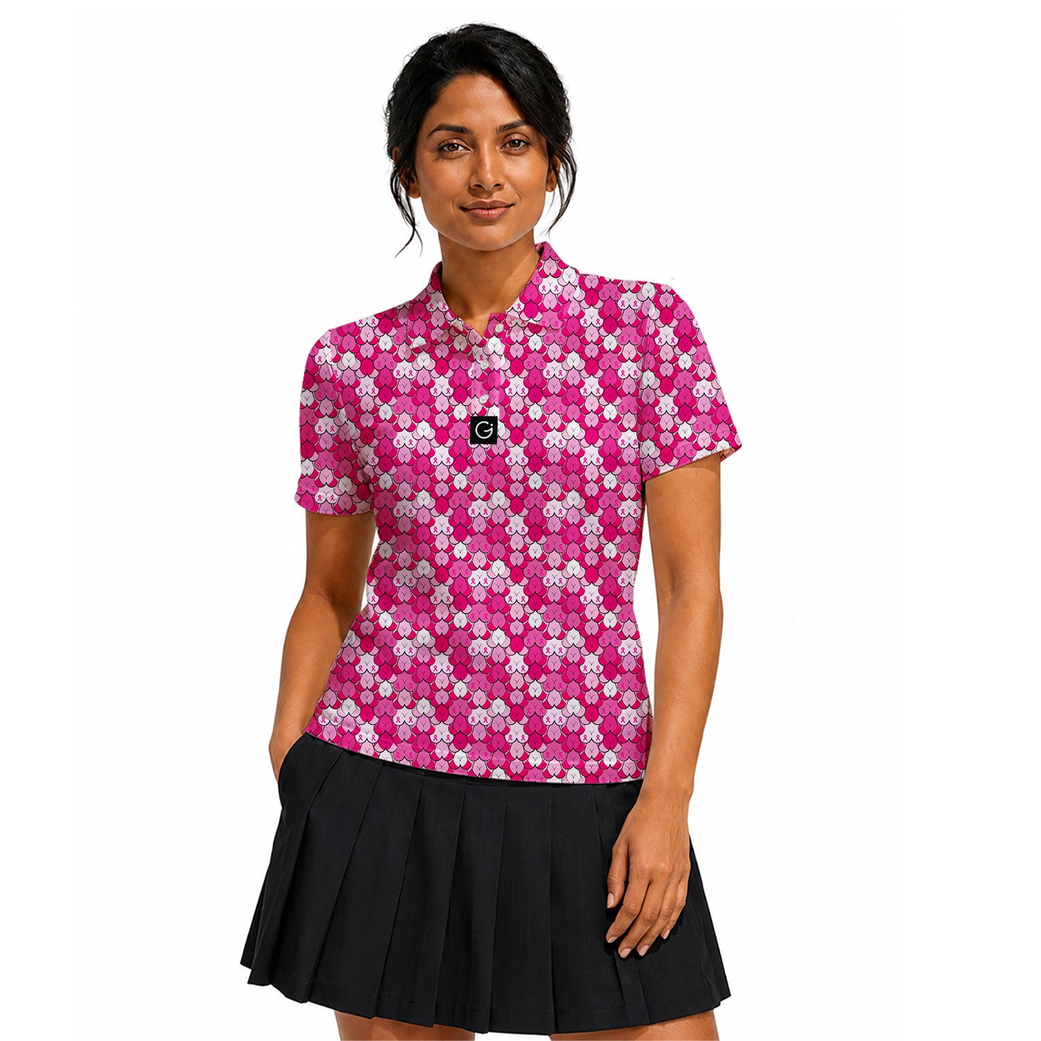 Pink Ribbon Polo Shirt For Women