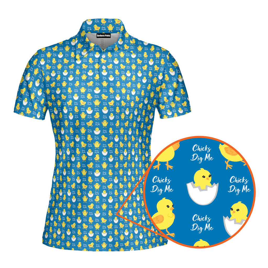 Chicks Dig Me Easter Eggs-Polo Shirt For Women-Gerbera Prints