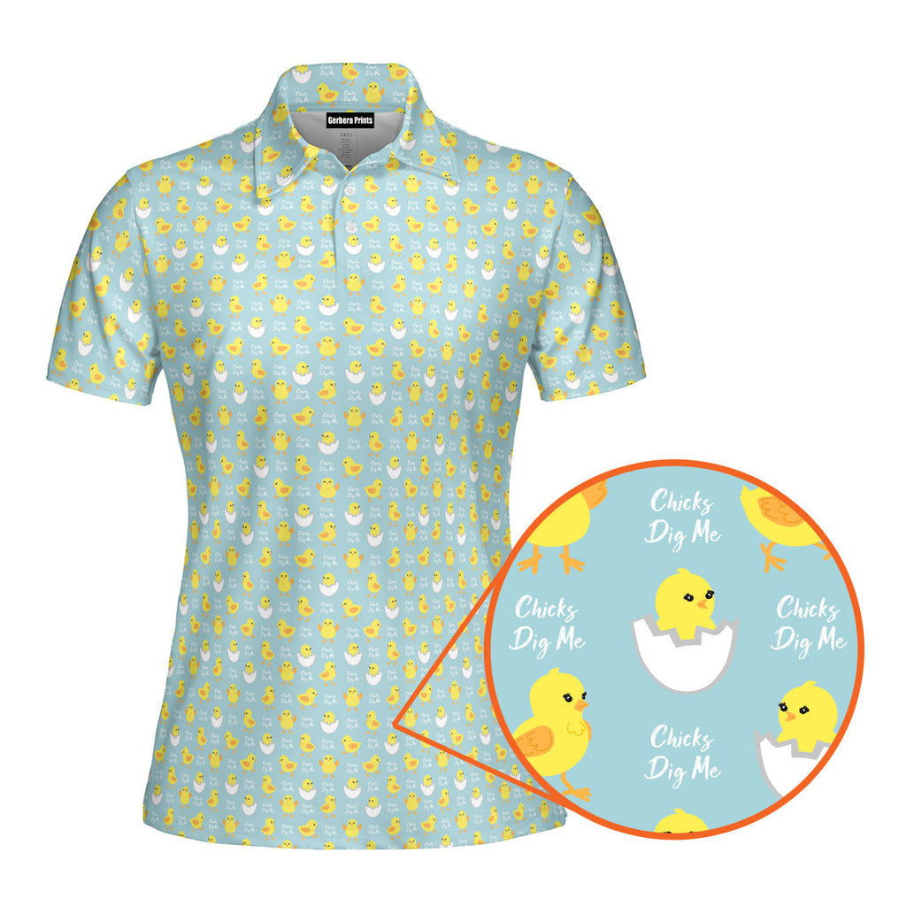 Chicks Dig Me Easter Eggs-Polo Shirt For Women-Gerbera Prints