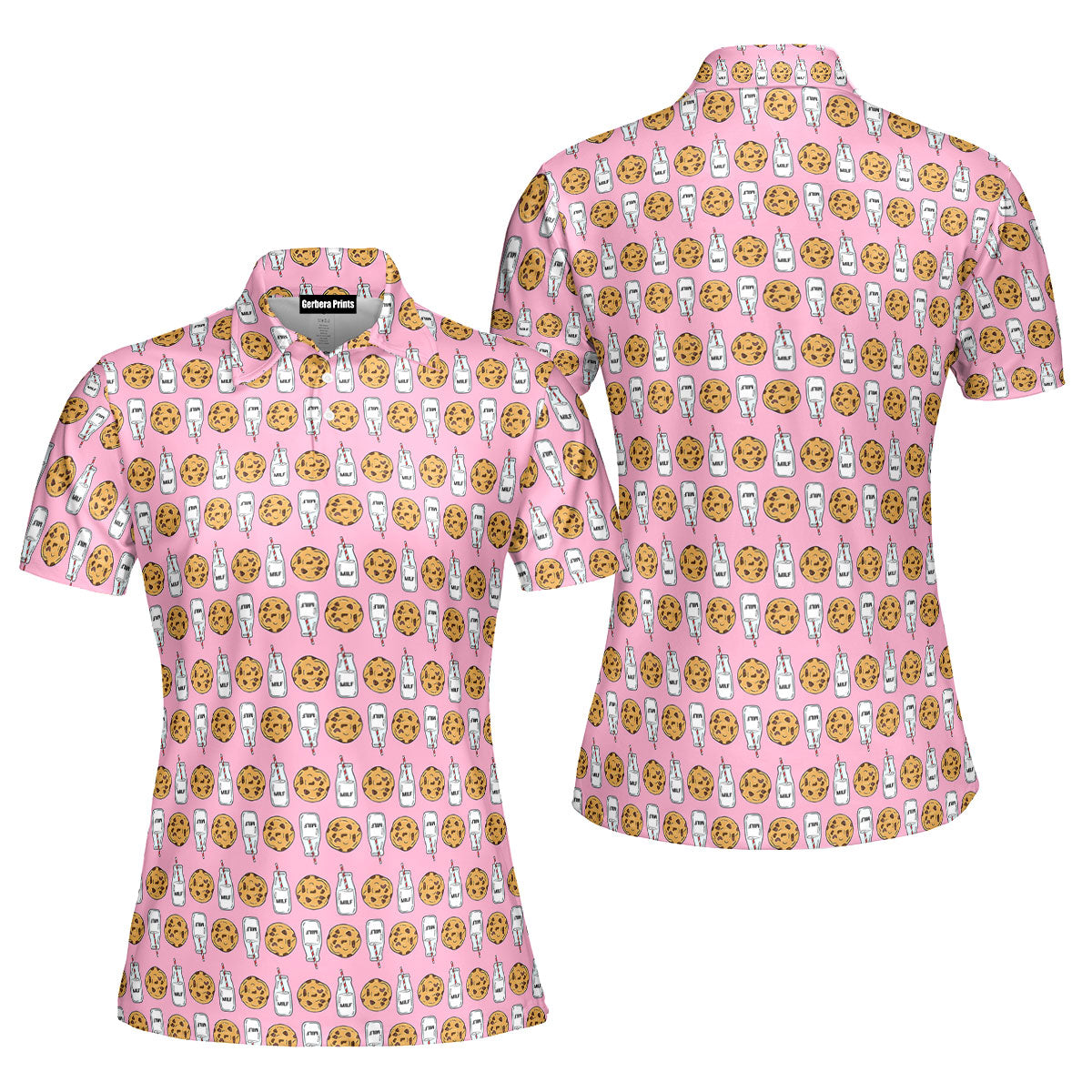 Milk 'N' Cookies-Polo Shirt For Women-Gerbera Prints
