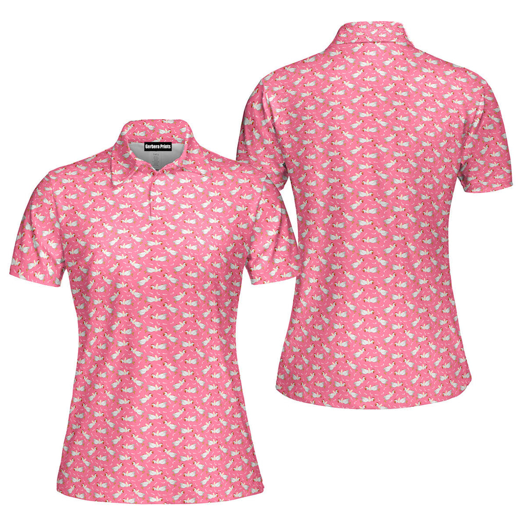 Choking The Chicken-Polo Shirt For Women-Gerbera Prints