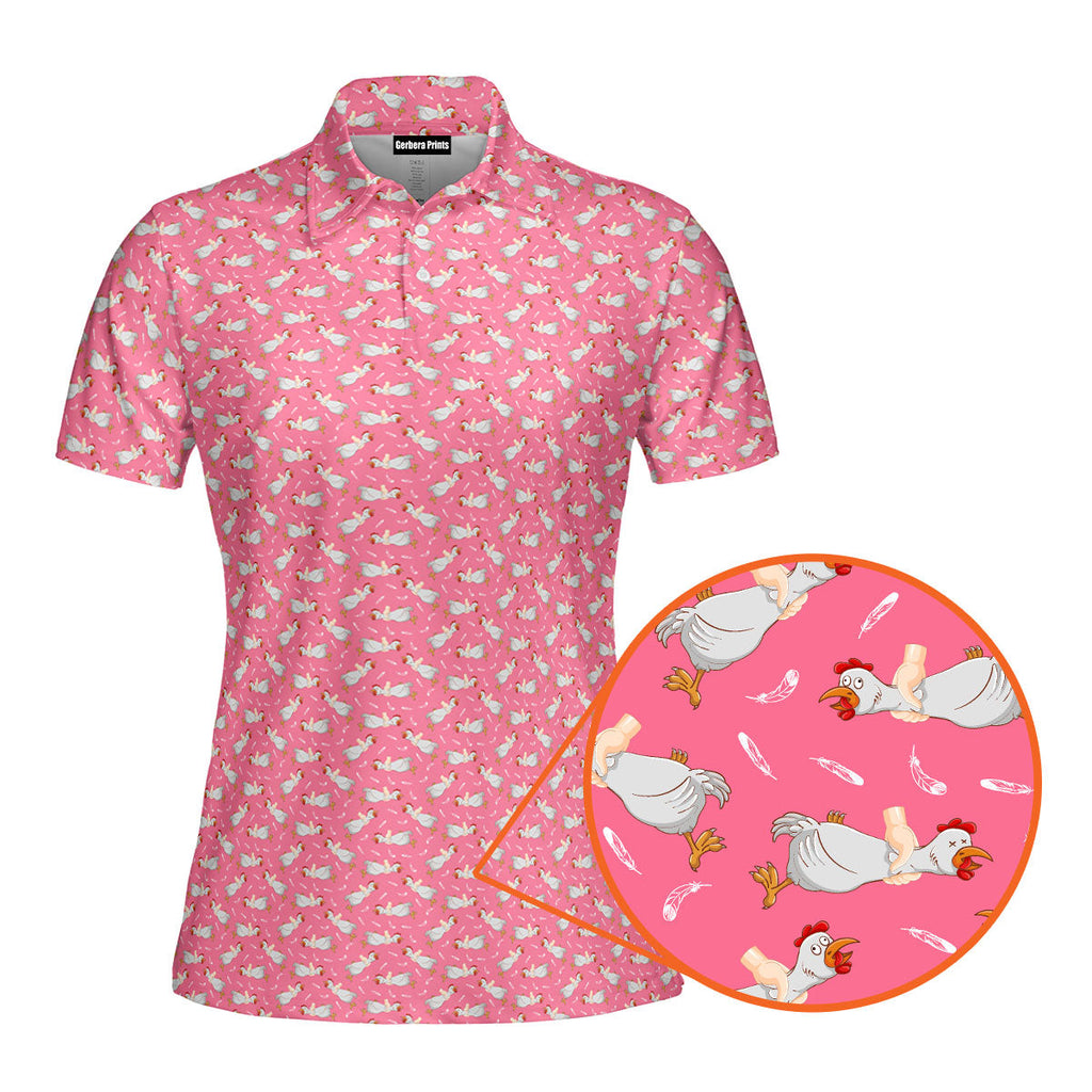 Choking The Chicken-Polo Shirt For Women-Gerbera Prints