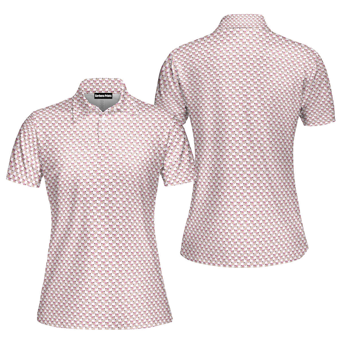 Whip Cream Dream-Polo Shirt For Women-Gerbera Prints