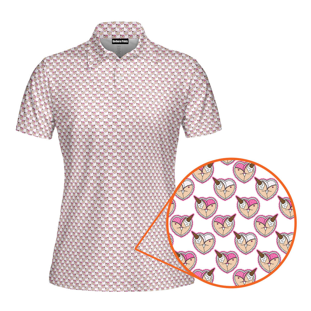Whip Cream Dream-Polo Shirt For Women-Gerbera Prints