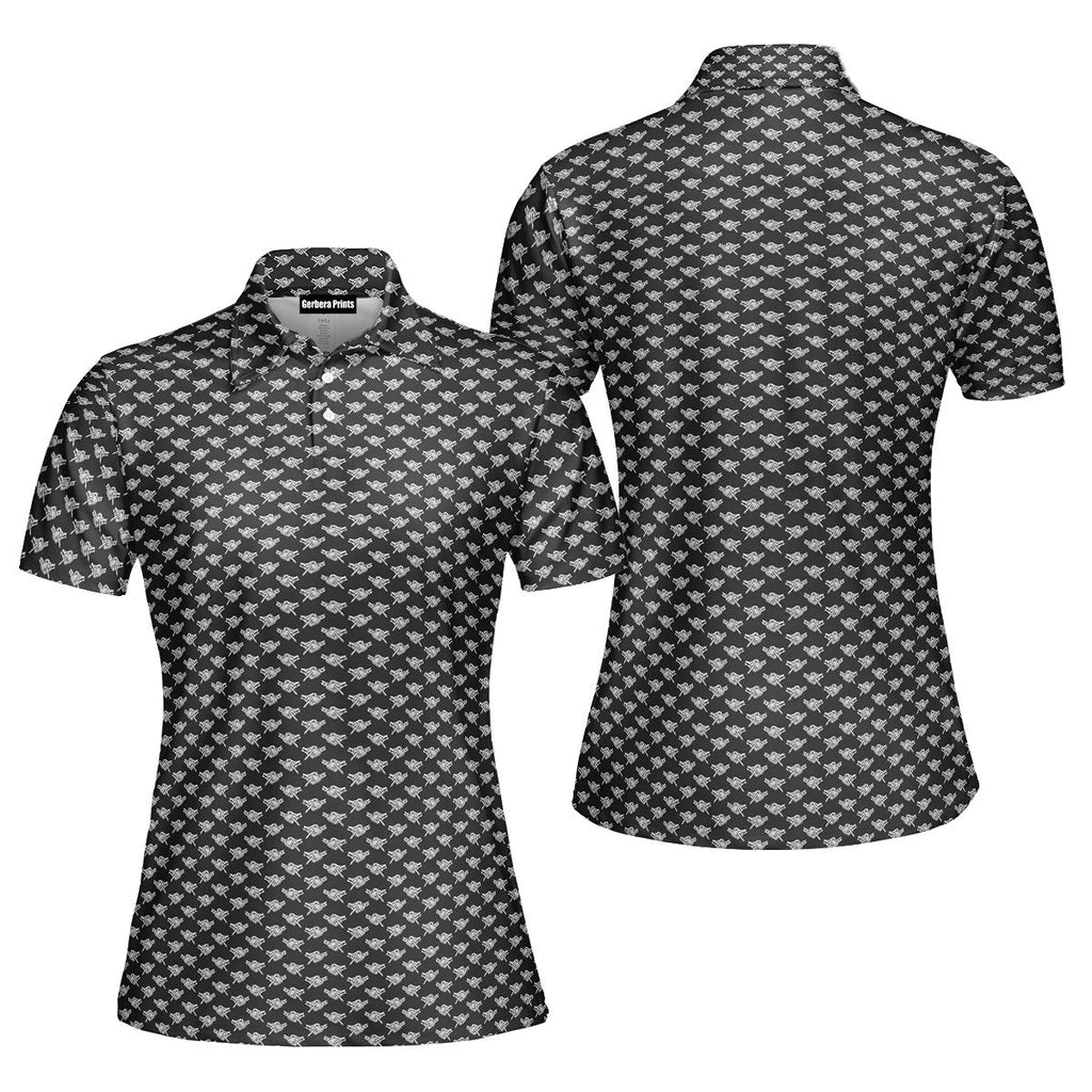 Shaking Hands Skeleton-Polo Shirt For Women-Gerbera Prints