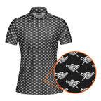 Shaking Hands Skeleton-Polo Shirt For Women-Gerbera Prints