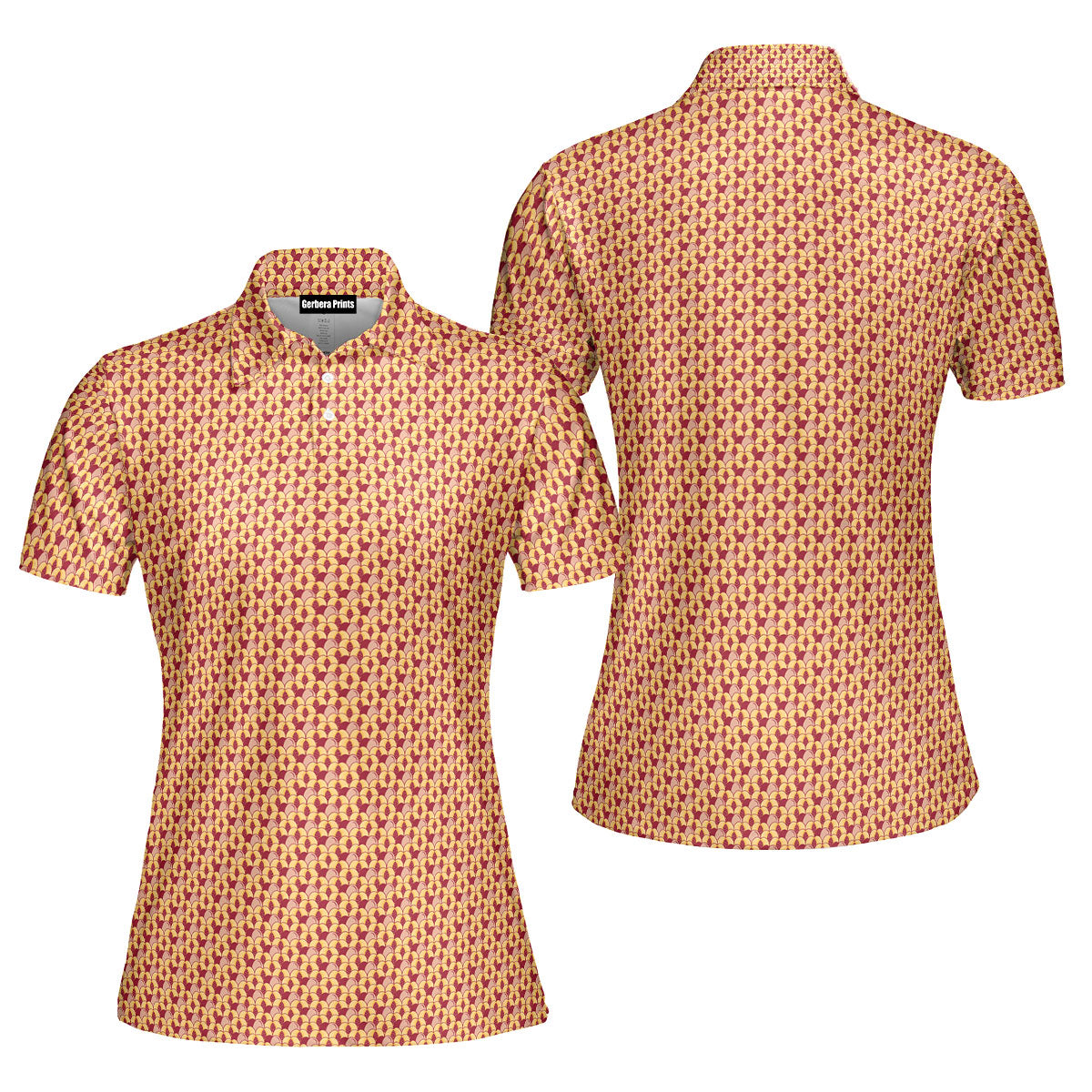 Sweet Peach-Polo Shirt For Women-Gerbera Prints
