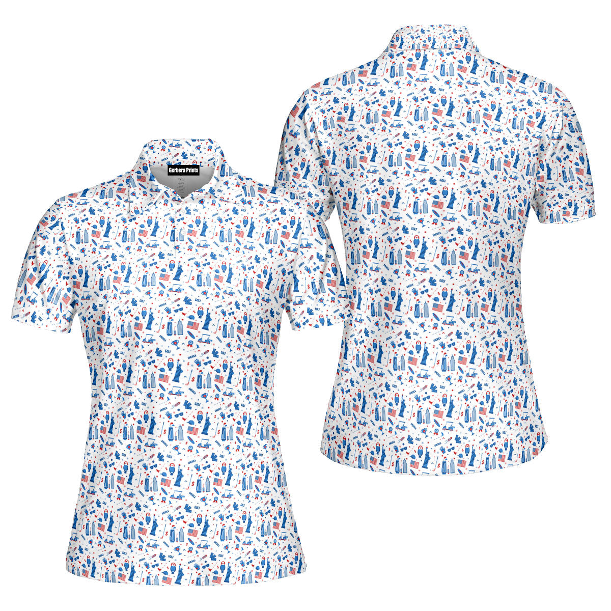 America Golf-Polo Shirt For Women-Gerbera Prints