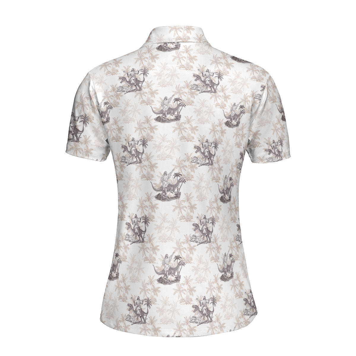 Jesus Riding Dinosaur-Polo Shirt For Women-Gerbera Prints