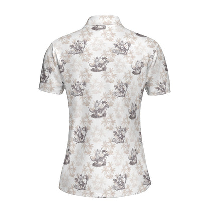 Jesus Riding Dinosaur Funny Polo Shirt For Women