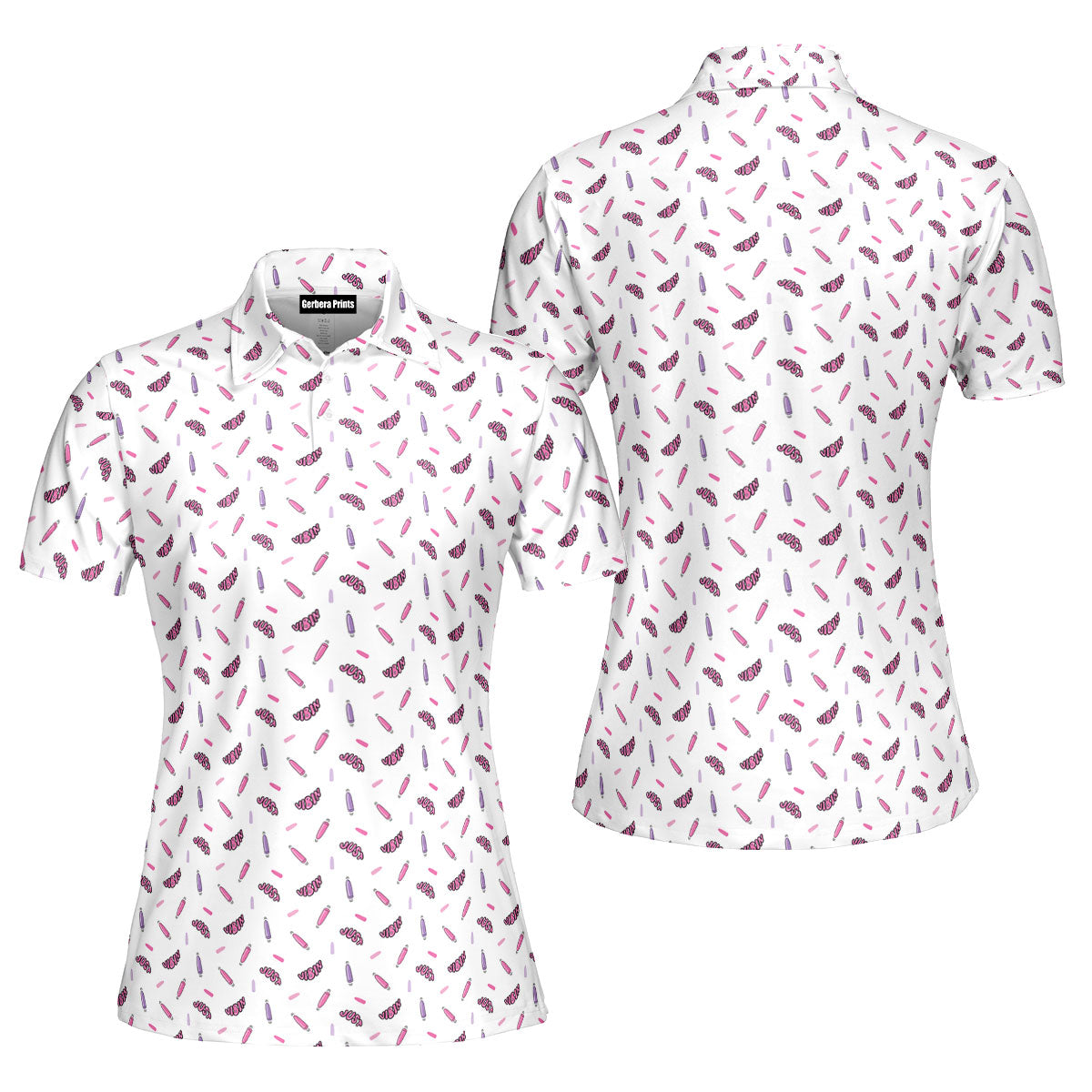 Just Vibin-Polo Shirt For Women-Gerbera Prints