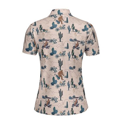Bigfoot On The Green Funny Polo Shirt For Women