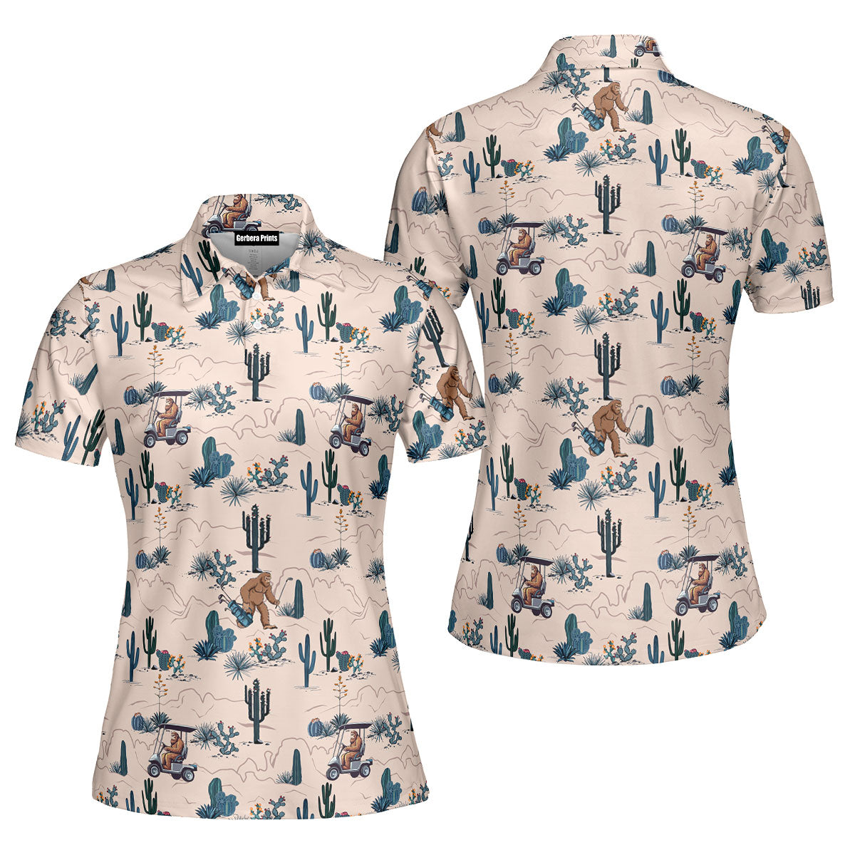 Bigfoot On The Green Funny Polo Shirt For Women