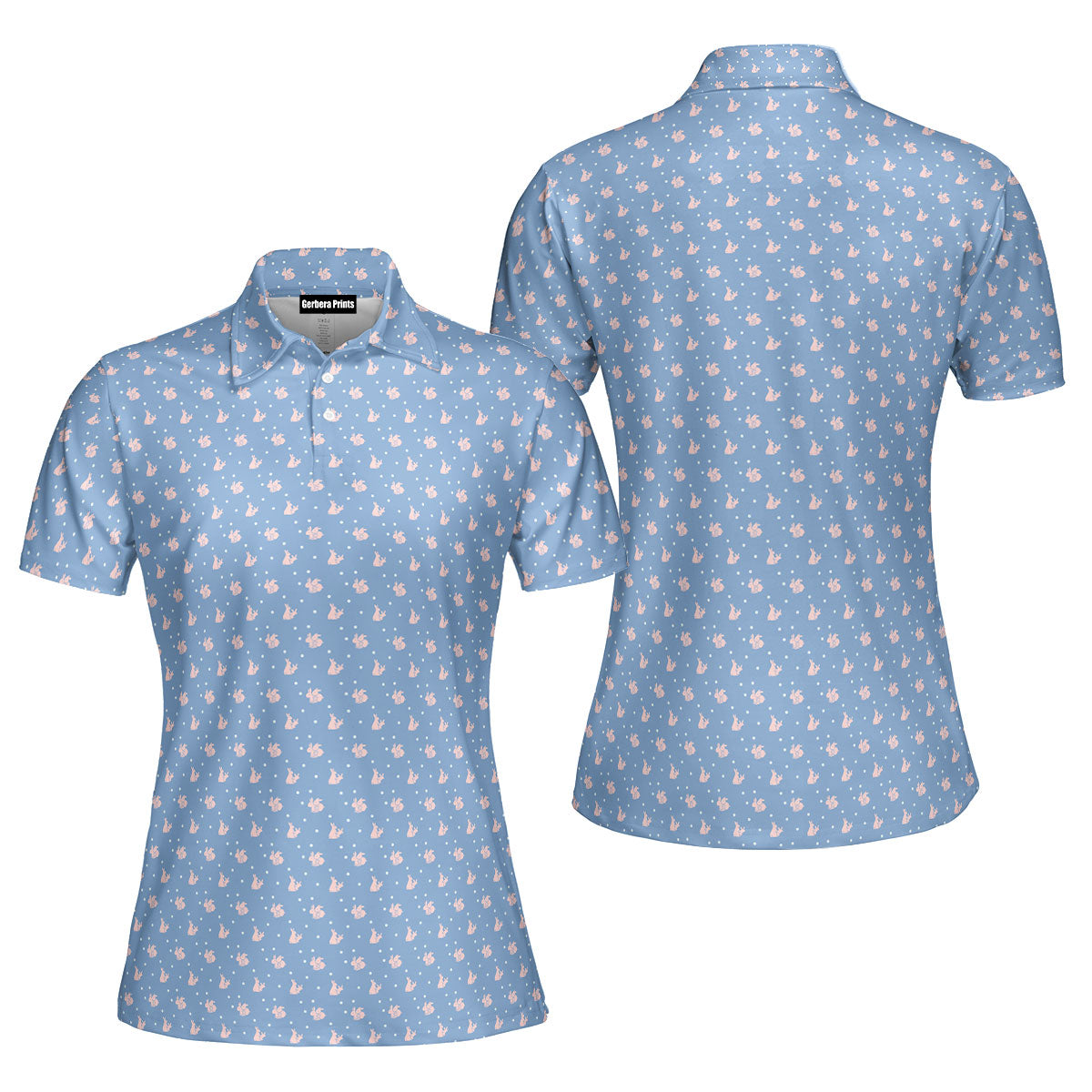 Lovers Rabbits-Polo Shirt For Women-Gerbera Prints