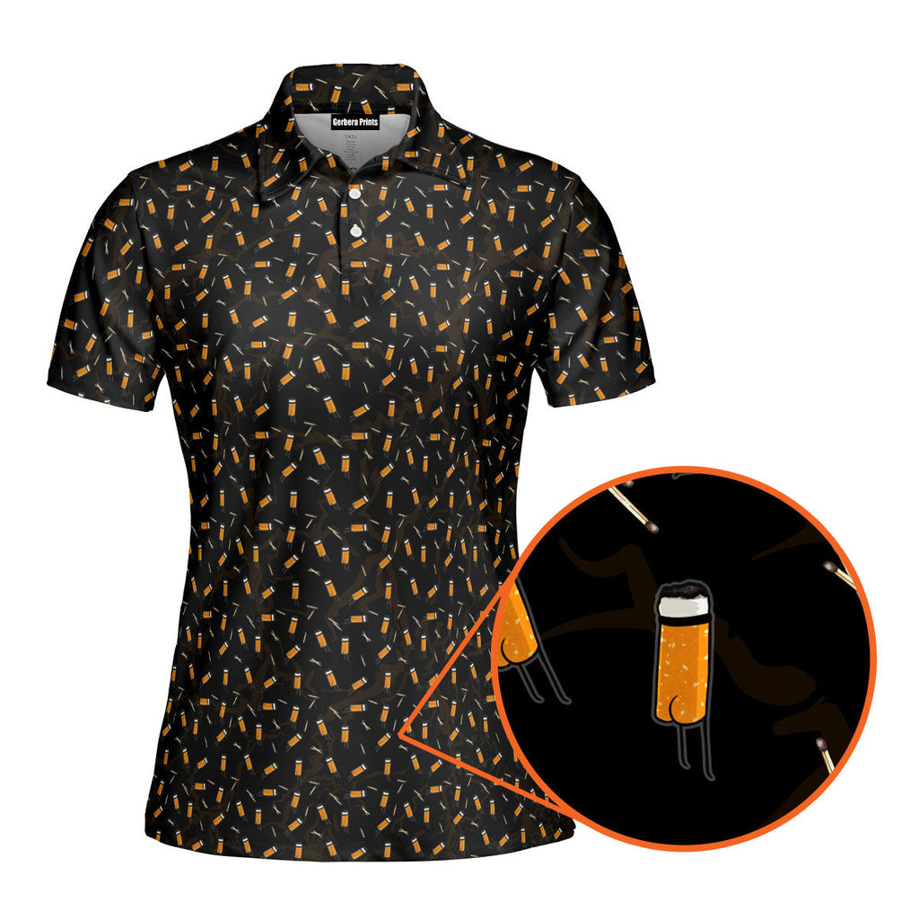 Cigarette Butts-Polo Shirt For Women-Gerbera Prints