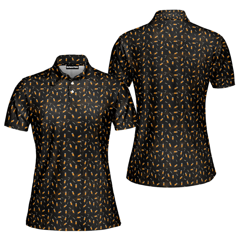 Cigarette Butts-Polo Shirt For Women-Gerbera Prints