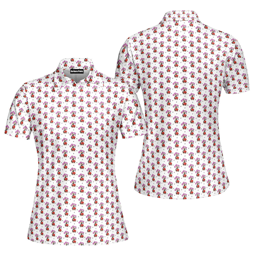 Spank The Monkey-Polo Shirt For Women-Gerbera Prints
