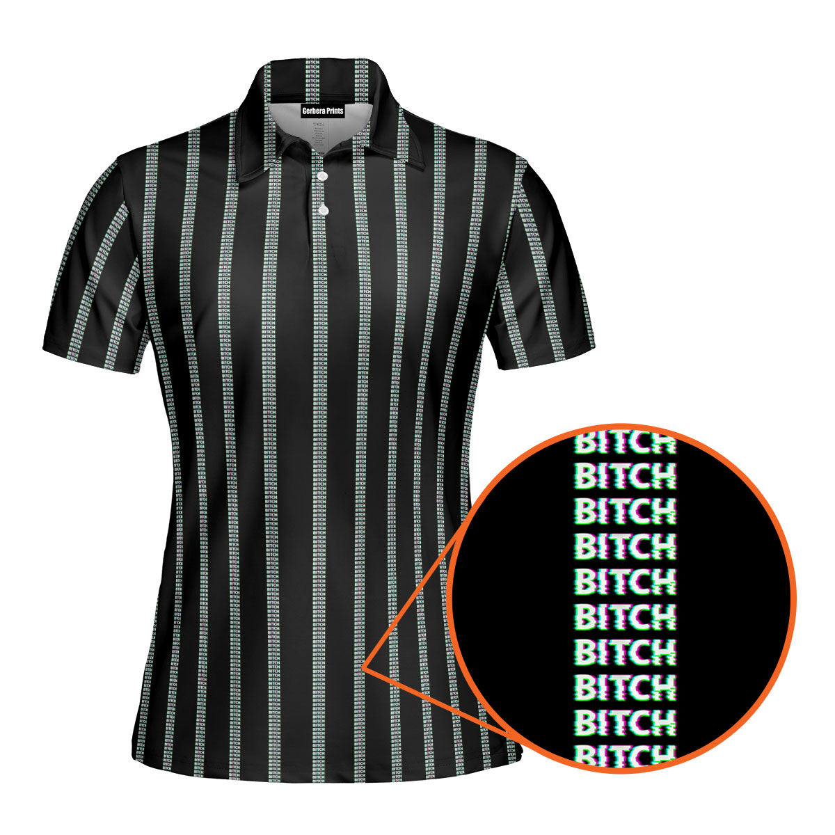B*tch-Polo Shirt For Women-Gerbera Prints