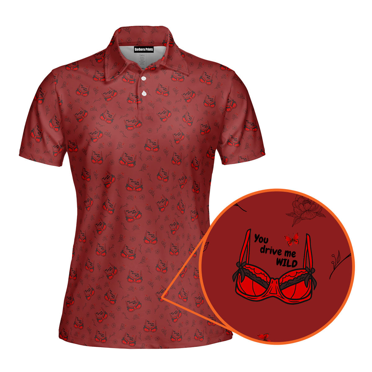 You Drive Me Wild-Polo Shirt For Women-Gerbera Prints