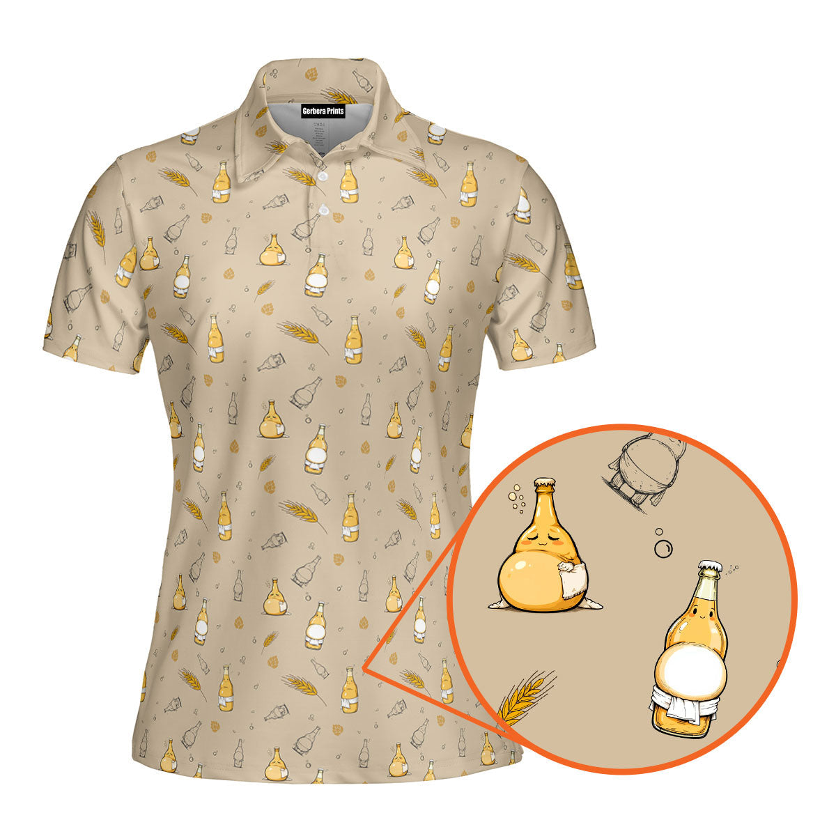 Love Handle-Polo Shirt For Women-Gerbera Prints