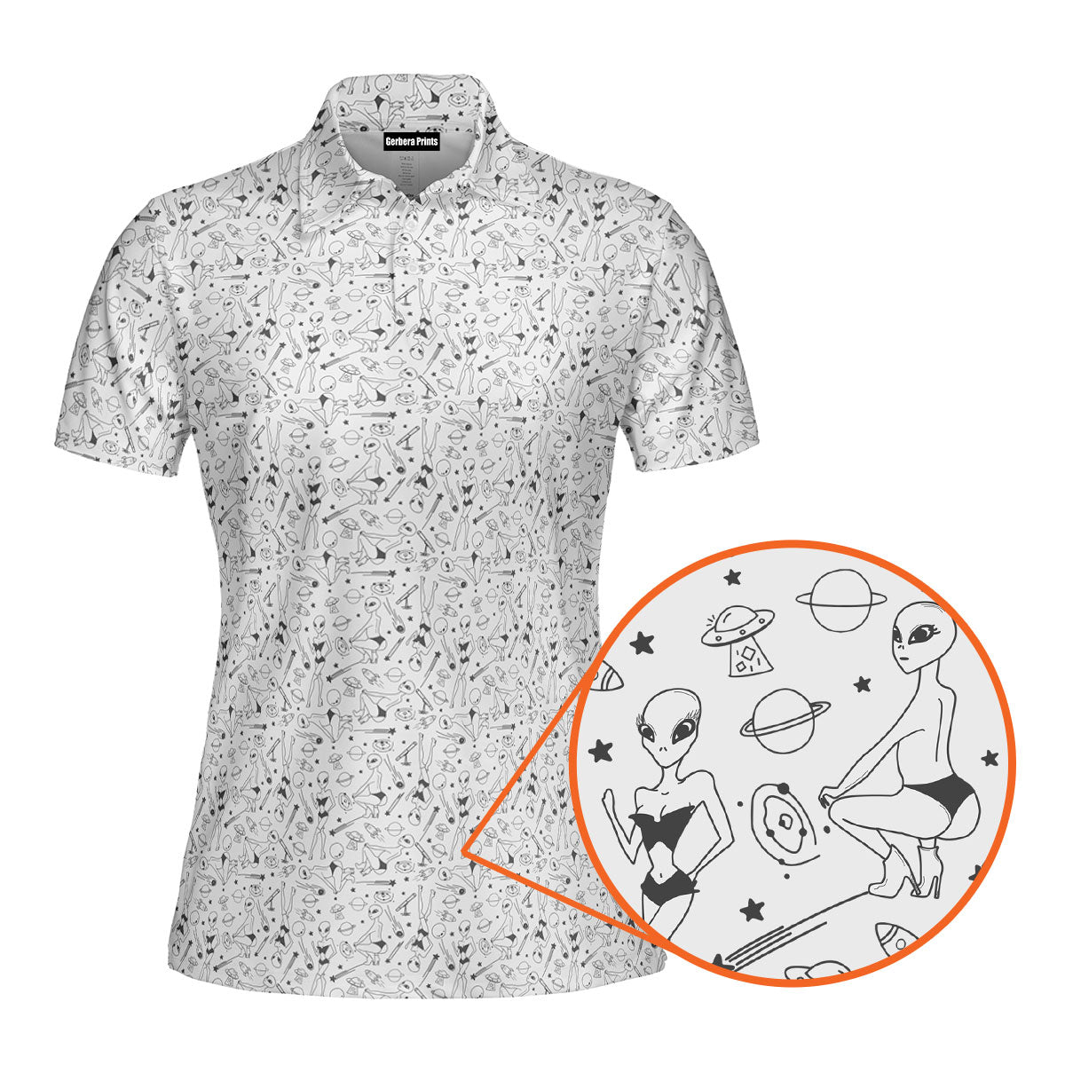Aliens-Polo Shirt For Women-Gerbera Prints