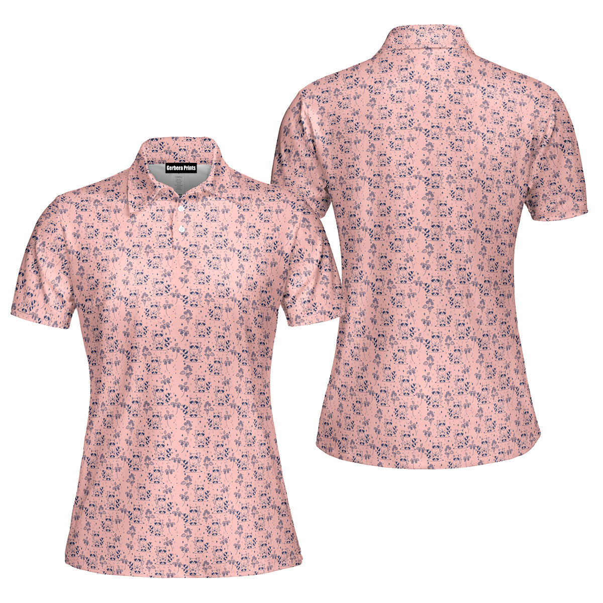 Raccoon-Polo Shirt For Women-Gerbera Prints