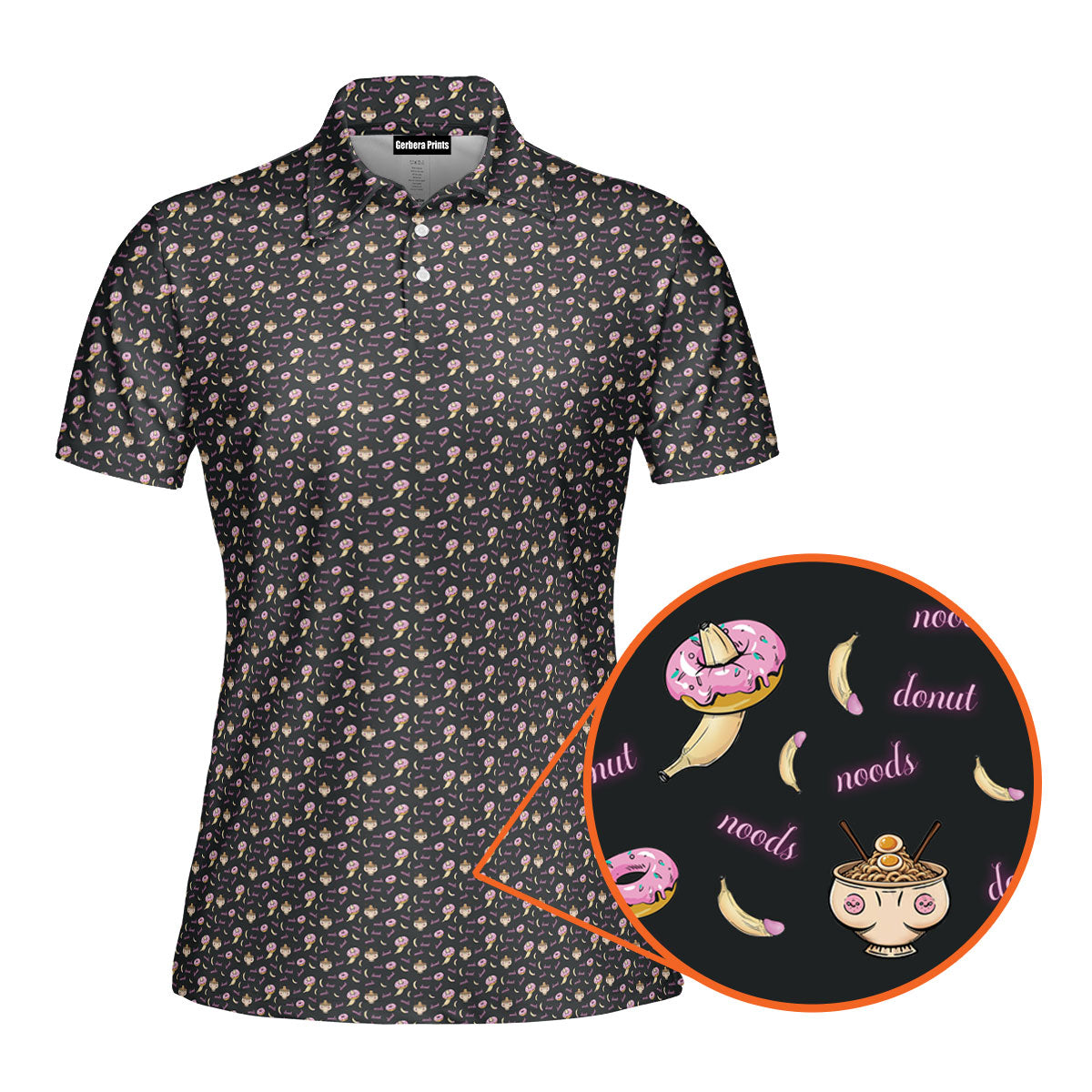 Fast Food-Polo Shirt For Women-Gerbera Prints