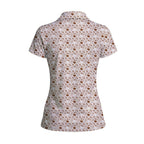 Lone Spur women's golf polo in Brown, back flat lay