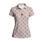 Lone Spur women's golf polo in Brown, front flat lay