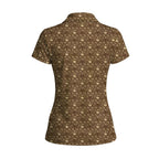 Lone Spur women's golf polo in Tan, back flat lay